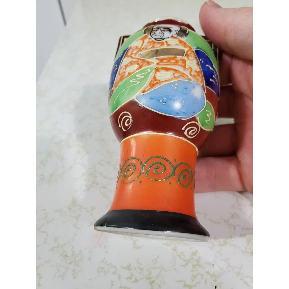 Vintage Miniature Satsuma Vase Made in Japan 4.5” Tall Hand Painted Elder